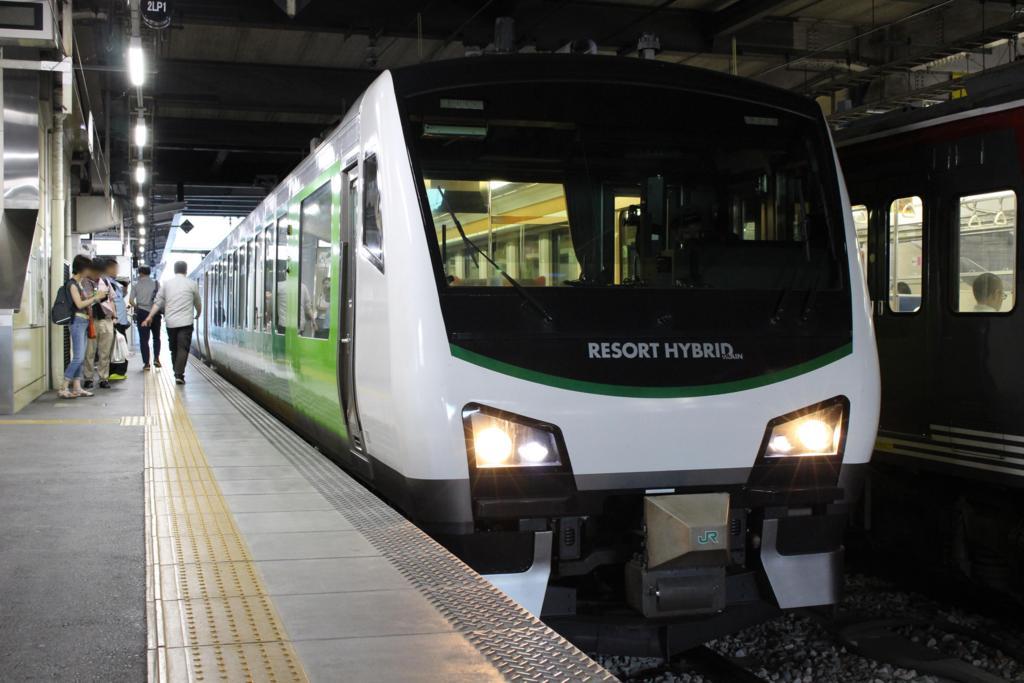 長野駅2番線に停車中の「ナイトビュー姨捨」