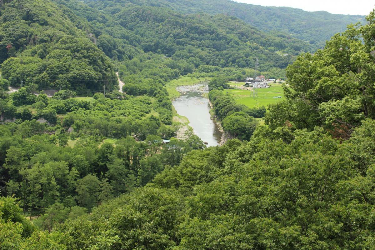 水の手展望台からは蛇行する千曲川を一望できます