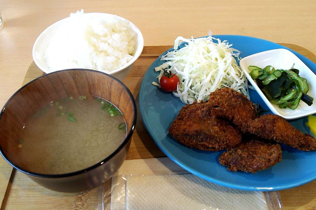 室戸世界ジオパークセンター1階のジオカフェでカツオのカツ定食、なんとワンコイン！