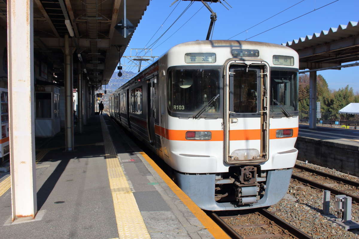 天竜峡駅に停車中の飯田線の電車