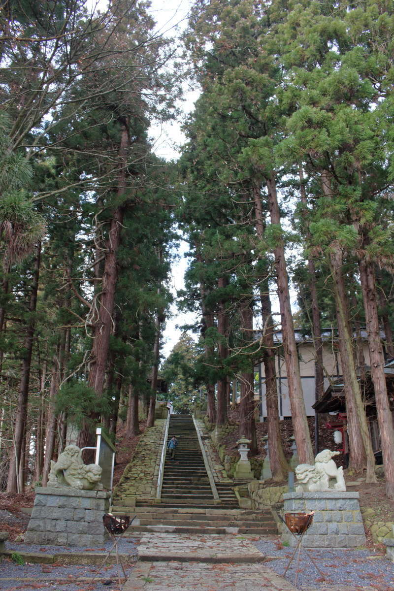 熊野大社の境内へ続く石段は荘厳な雰囲気