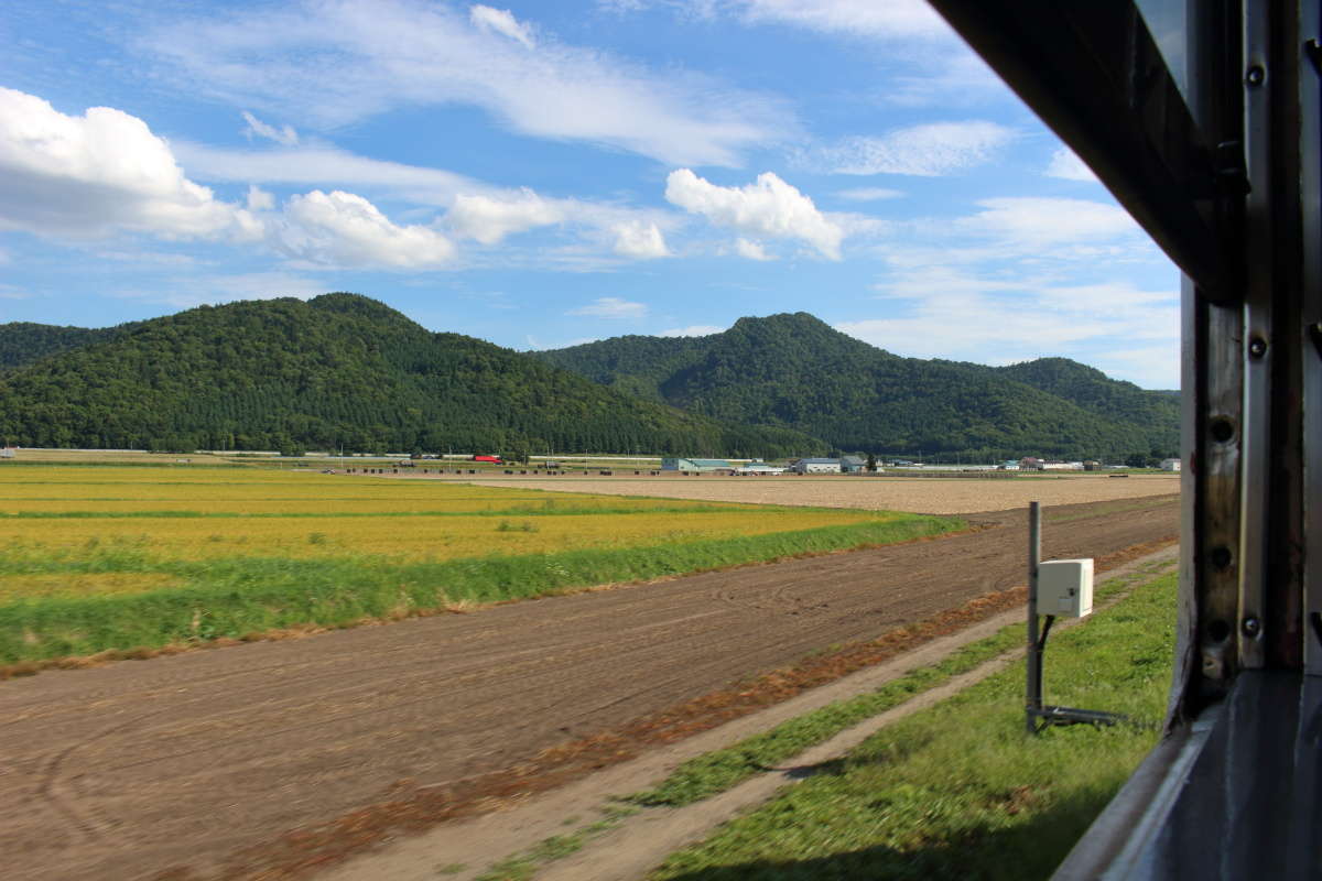 窓を開けて富良野周辺の長閑な車窓を満喫！