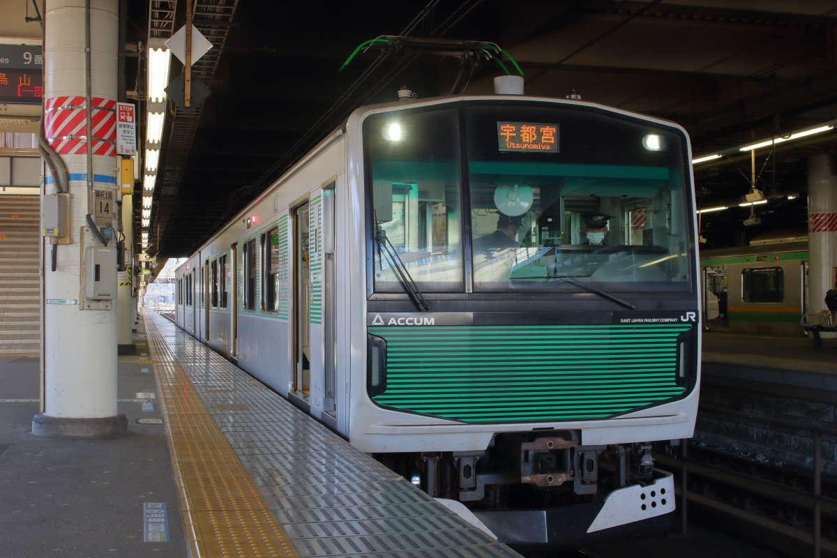 折り返し烏山行きとなる烏山線の電車が宇都宮駅に入線！