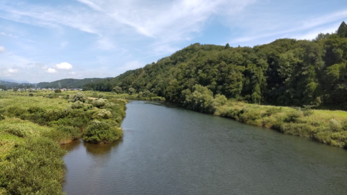 県道34号線からの最上川の眺め