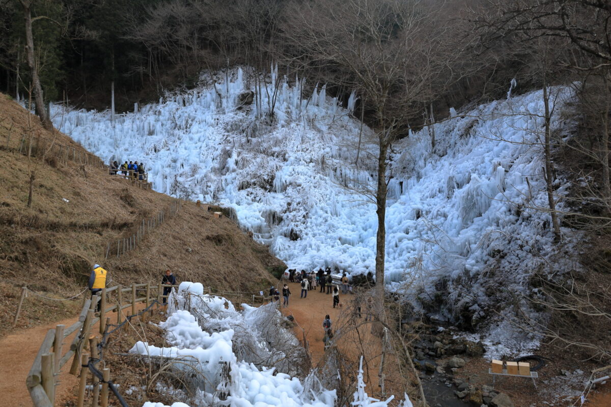 巨大な氷柱を俯瞰