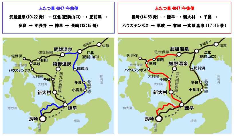 「ふたつ星４０４７」の運行ルート