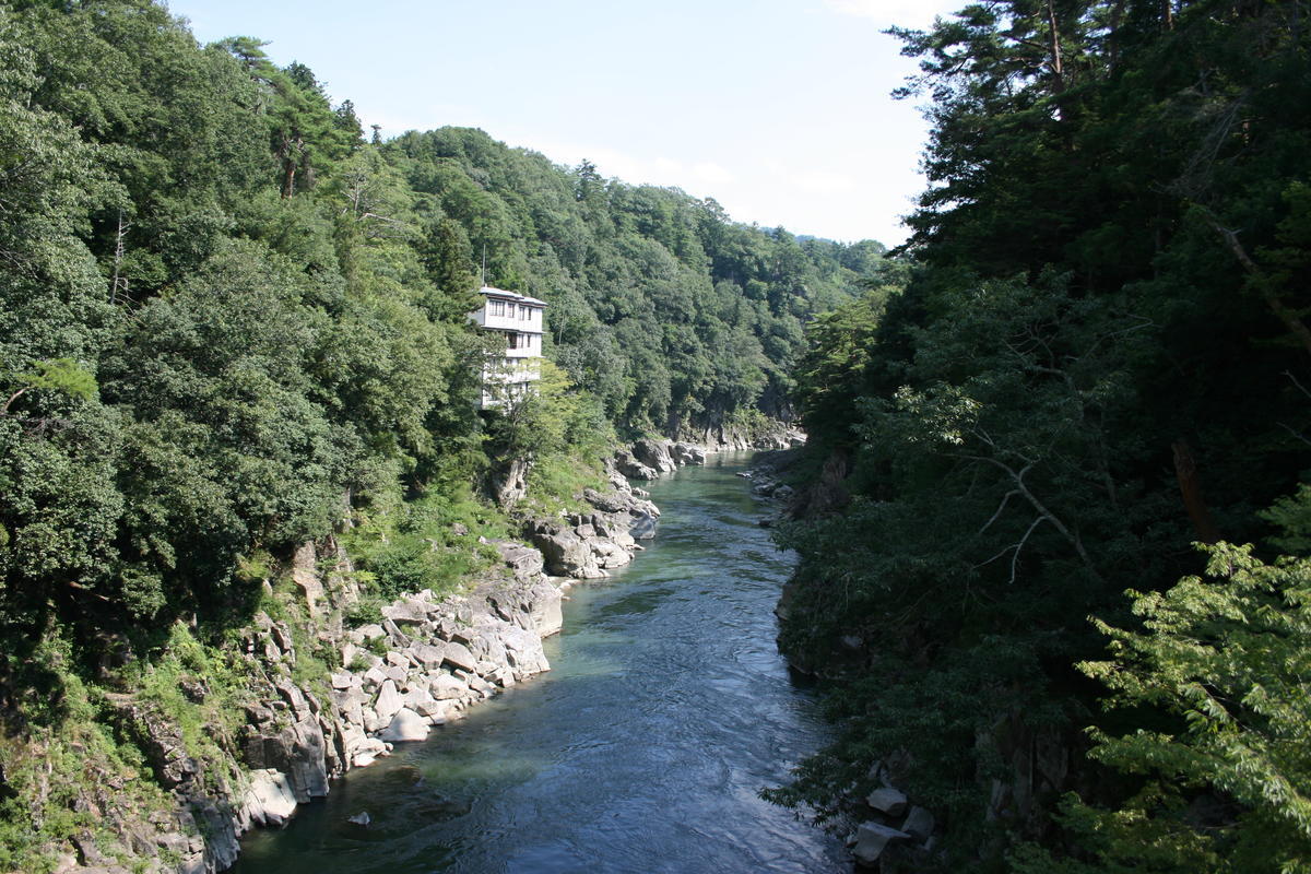 飯田線に沿って流れる天竜川